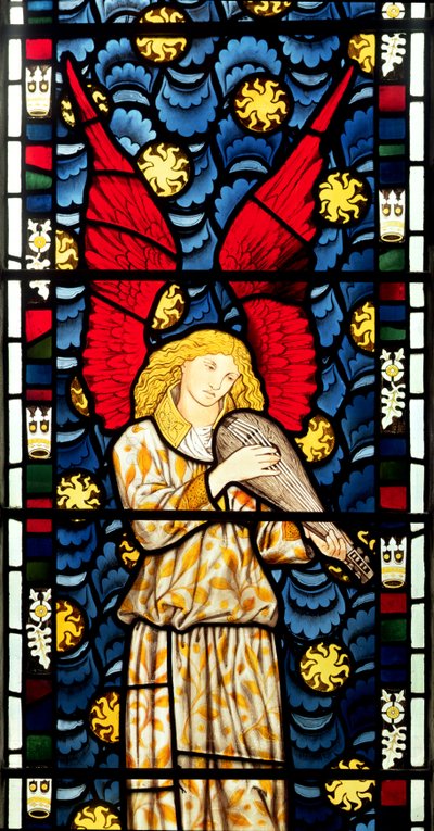 Angel playing the Lute (detail) by William Morris